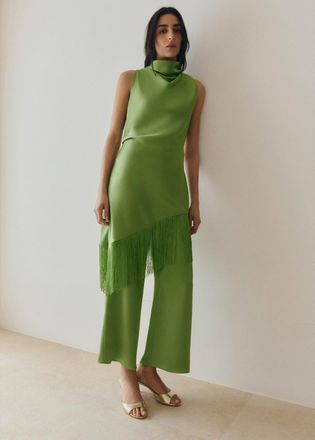 Mango Pantaloni dritti satinati verde - Donna - XL - MANGO