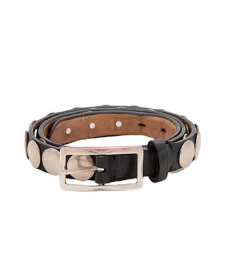 Reptiles House Bahia Leather Belt With Flat Round Studs And Rectangular Buckle