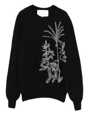 Costarellos floral-embellished sweater - women - Polyamide/Acrylic/Mohair/Polyester - S - Black