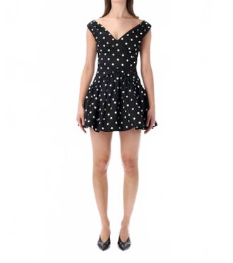 Self Portrait Polka Dot Mini Dress In Black