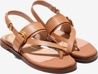 Cole Haan Womens Cole Haan Anica Lux Buckle W30980 Sandals Brown Leather Thong VER1125