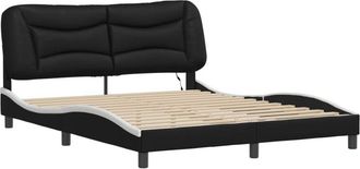 vidaXL Estructura De Cama Con Led Sin Colch&oacute;n Hvar Negro Blanco 160x200 Cm Vidaxl