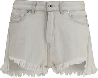 Rick Owens Womens Shorts Temple Bias Cutoffs Milk Denim Cotton