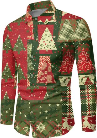 Generic Christmas Shirt Mens Funny Christmas Shirt Mens Slim Fit Christmas Shirt Mens Long Sleeve Red Green Christmas Tree Christmas Shirts Funny Christmas Sh