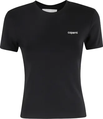 Coperni Black and White Cropped Cotton T-Shirt