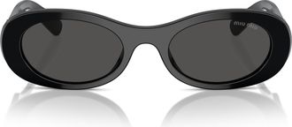 Miu Miu 0mu 06zs Oval-Frame Black Acetate Sunglasses