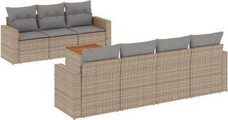 vidaXL Juego De Sof&aacute;s Jard&iacute;n Con Cojines Beige Mezcla 8 Pzas Rat&aacute;n Pe Vidaxl