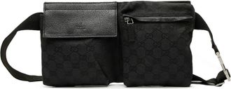 Gucci Marsupio Double Pocket in tela GG con tasche 2000-2015 - Nero