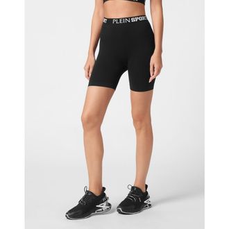 Plein Sport Rib Seamless Biker Shorts Logo Women in Black at Nordstrom, Size Xx-Large