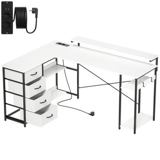 HOMCOM Escritorio esquinero 155x112x91.5 cm blanco