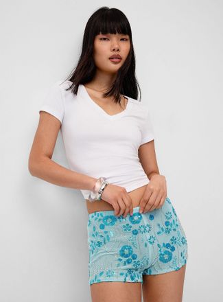 Twik Womens Beaded and sequined flowers minishort