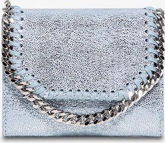 Stella McCartney Kompakte Metallic-Brieftasche mit Kettengurt Falabella Shaggy Deer