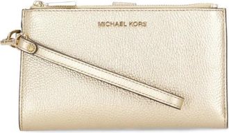 Michael Kors Accessoires, Dames, Geel, ONE Size, Gouden leren pochette met kaarthouders