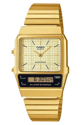 Casio Vintage Analog/Digital Bracelet Watch, 40.7mm &times; 32.1mm in Gold at Nordstrom