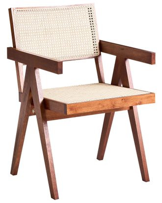 Beliani Sedia Da Pranzo Di Design In Legno E Vimini Naturale Marrone Westbrook
