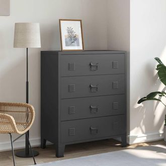 vidaXL Vidaxl - Cassettiera In Metallo In Stile Industriale 78x40x93 Cm Nera