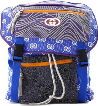 Gucci Panelled Double Buckle GG Jacquard Nylon and Rubber Large backpack - Veelkleurig
