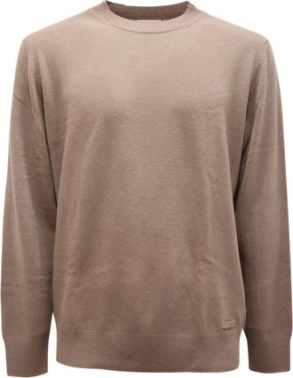 Brooksfield Wollen trui gemaakt in Itali&euml; - Heren - Ronde hals truien - Bruin - 2XL - Wol - Truien & Vesten