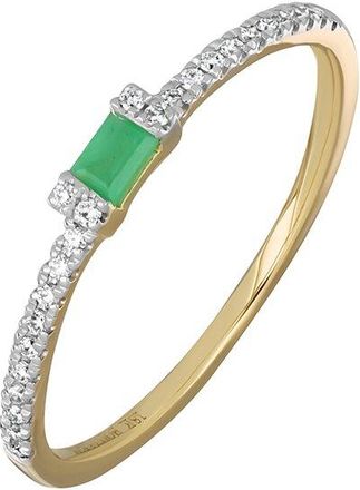 Bony Levy El Mar 18K 0.22 Ct. Tw. Diamond & 1 Emerald El Mar Emerald Stackable Ring