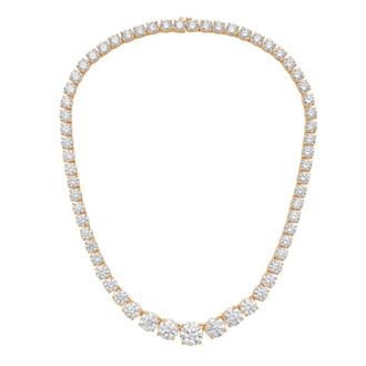 Diana M. Jewels 14kt Rose Gold 30cts lab grown Round diamond 4 Prong Graduated tennis necklace