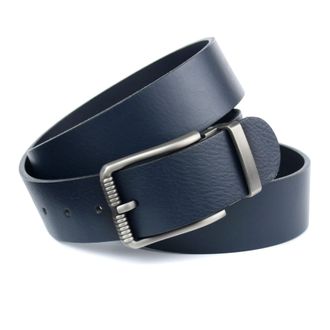 Anthoni Crown Lederg&uuml;rtel ANTHONI CROWN, Herren, Gr. 100, blau, Leder, unifarben, G&uuml;rtel Lederg&uuml;rtel, Derber Lederg&uuml;rtel mit nat&uuml;rlicher Oberfl&auml;chennarbung