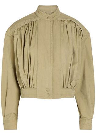 Ronny Kobo Ariah Gathered Cotton-blend Poplin Jacket - Light Green - XL (UK16 / XL)