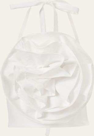 Carolina Herrera Rose Applique Halter Top