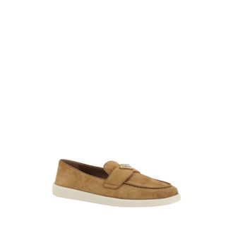 Prada Womens Brown Calf Leather Bos Taurus Slip-On Loafers