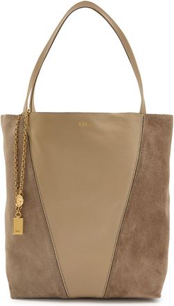 Chlo&eacute; Spin Medium Panelled Suede Tote bag - Taupe - One Size