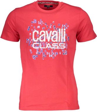 Cavalli Rood Katoenen Heren T-Shirt - Heren - T-shirts - Rood - 2XL - Katoen - Tops