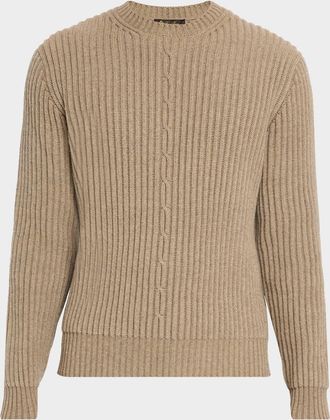 Loro Piana Mens Plane Tree Baby Cashmere Cable Crewneck Sweater