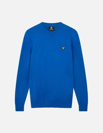 Lyle & Scott Mens Lyle & Scott Cotton Merino Crew Neck Jumper Bright Blue Sweater - Size: 38