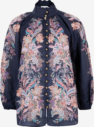 Zimmermann Ramie-Bluse mit Paisleyprint Rhiannon Billow