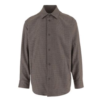Darkpark Checked Stretch Viscose-Blend Shirt - Heren - Casual Overhemden - Bruin - XL - Polyester - Overhemden