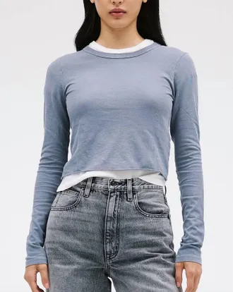 Slvrlake Denim Baby Long Sleeve Tee In Night Owl Gray