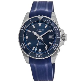 Longines HydroConquest GMT Blue Dial Rubber Strap Mens Watch L3.790.4.96.9