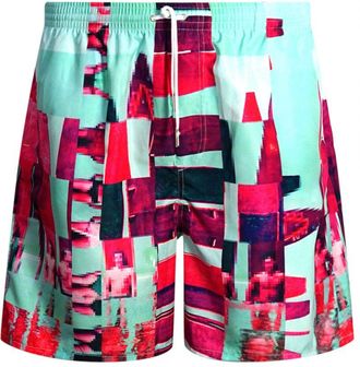 Dsquared2 Mens Abstract Design Blue Swim Shorts - Size Medium