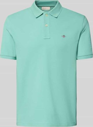 GANT Slim Fit Poloshirt mit Logo-Stitching in Tuerkis, Gr&ouml;&szlig;e XXXL