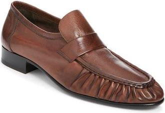 The Row Leather Grained Soft Loafer in Chestnut at Nordstrom, Size 39.5