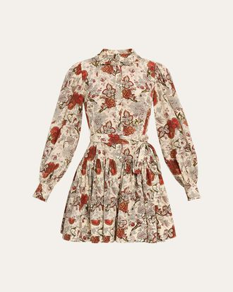 Ulla Johnson Simona Silk Long-Sleeve Mini Shirtdress