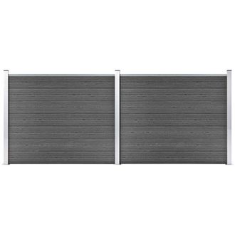 vidaXL Set De Paneles De Valla Wpc Negro 353x146 Cm Vidaxl