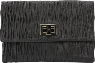 Anya Hindmarch Textured Metallic Clutch Bag in Black Satin