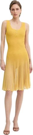 Elisabetta Franchi &Agrave; jour Gebreide Jurk - Dames - Korte kleedjes - Geel - S - Polyester - Kleedjes