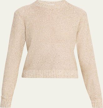 Brunello Cucinelli Paillette Linen-Cashmere Crewneck Sweater