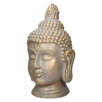 ECD Germany Ecd Germany - Estatua De La Cabeza De Buda Escultura Hecha De Polirresina Con Aspecto De Bronce 74,5cm Figura Decotariva Zen Para Yoga Feng Shui O Sal