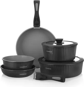 KASANOVA Batteria 9 pezzi Eaziclip grigia con manici staccabili