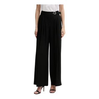 Karl Lagerfeld Broeken, Dames, Zwart, M, Leer, Wijde broek