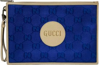 Gucci Blue Fabric Leather Clutch Bag (Pre-Owned)