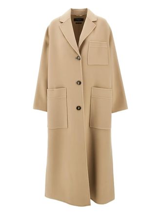 Max Mara button fastening parka coat - women - Virgin Wool/Polyamide - 42 - Neutrals