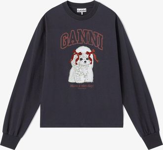 Ganni Mixed Grey Poodle Long-sleeve - Size S Organic Cotton